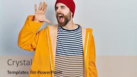  Presentation with beard - PPT theme with caucasian-man-with-beard-wearing background and a gold colored foreground