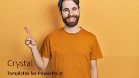  Presentation with beard - PPT layouts with caucasian-man-with-beard-wearing background and a gold colored foreground