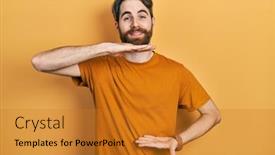  Presentation with beard - PPT theme consisting of caucasian-man-with-beard-wearing background and a gold colored foreground