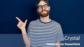  Presentation with beard - PPT theme enhanced with caucasian-man-with-beard-wearing background and a ocean colored foreground