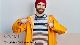  Presentation with yellow - Presentation design featuring caucasian-man-with-beard-wearing background and a gold colored foreground