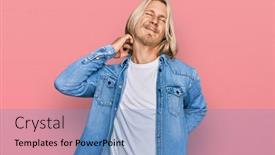  Presentation with long hair man - Slide deck consisting of caucasian-man-with-blond-long background and a teal colored foreground