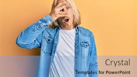  Presentation with denim - Beautiful slides featuring caucasian-man-with-blond-long backdrop and a light blue colored foreground