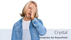  Presentation with face pain - Audience pleasing theme consisting of caucasian-man-with-blond-long backdrop and a light blue colored foreground