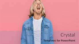  Presentation with long hair man - Beautiful PPT theme featuring caucasian-man-with-blond-long backdrop and a teal colored foreground