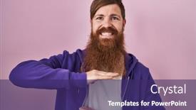  Presentation with beard - Presentation design with caucasian-man-with-long-beard background and a  colored foreground