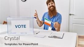  Presentation with political campaign - PPT theme with caucasian-man-with-long-beard background and a white colored foreground