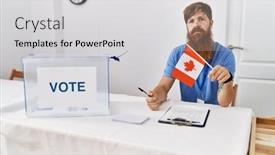  Presentation with election canada - Presentation theme with caucasian-man-with-long-beard background and a light gray colored foreground