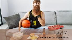  Presentation with sore throat - Presentation theme enhanced with caucasian-man-with-long-beard background and a coral colored foreground