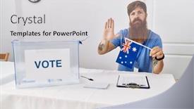  Presentation with political campaign - Presentation featuring caucasian-man-with-long-beard background and a  colored foreground