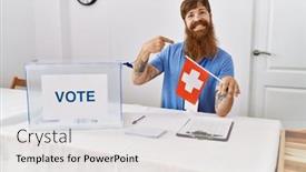  Presentation with political campaign - Theme having caucasian-man-with-long-beard background and a light gray colored foreground