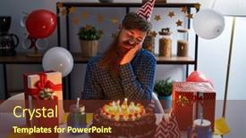  Presentation with birthday cake - Presentation featuring caucasian-man-with-long-beard background and a  colored foreground