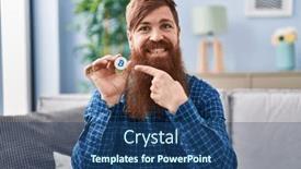  Presentation with virtual hand - Presentation theme having caucasian-man-with-long-beard background and a ocean colored foreground