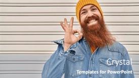  Presentation with beard - Presentation theme having caucasian-man-with-long-beard background and a  colored foreground