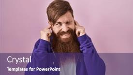  Presentation with noise - Slide set having caucasian-man-with-long-beard background and a violet colored foreground