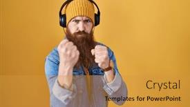  Presentation with fight - Presentation theme with caucasian-man-with-long-beard background and a gold colored foreground