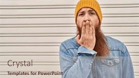  Presentation with wool - Presentation theme having caucasian-man-with-long-beard background and a  colored foreground