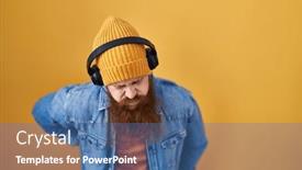  Presentation with backache - Presentation theme enhanced with caucasian-man-with-long-beard background and a  colored foreground