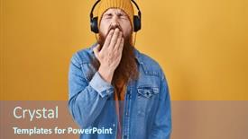  Presentation with sleepiness - PPT theme with caucasian-man-with-long-beard background and a ocean colored foreground