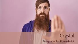  Presentation with sing - Presentation theme enhanced with caucasian-man-with-long-beard background and a coral colored foreground
