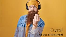  Presentation with italian - Presentation design enhanced with caucasian-man-with-long-beard background and a gold colored foreground