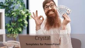  Presentation with friendly - PPT theme with caucasian-man-with-long-beard background and a coral colored foreground