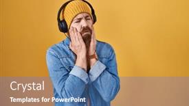  Presentation with sadness - Slide deck with caucasian-man-with-long-beard background and a ocean colored foreground