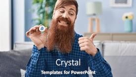  Presentation with bitcoin - Slides consisting of caucasian-man-with-long-beard background and a ocean colored foreground