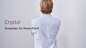  Presentation with business intelligence white robotic arm - Presentation theme with caucasian-man-with-mustache-standing background and a lemonade colored foreground