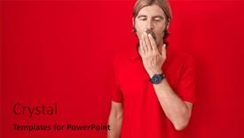  Presentation with sleepiness - Presentation featuring caucasian-man-with-mustache-standing background and a  colored foreground