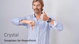  Presentation with conflict - Presentation design with caucasian-man-with-mustache-standing background and a light blue colored foreground