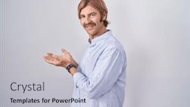  Presentation with advertisement - PPT layouts featuring caucasian-man-with-mustache-standing background and a  colored foreground