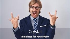  Presentation with music business - Presentation design having caucasian-man-with-mustache-wearing background and a navy blue colored foreground