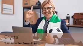  Presentation with working - Presentation theme featuring caucasian-man-with-mustache-working background and a  colored foreground