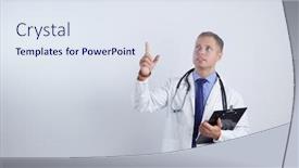  Presentation with medical clipboard - Amazing slide deck having caucasian-medical-doctor-with-clipboard backdrop and a sky blue colored foreground