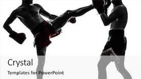  Presentation with thai boxing - Beautiful PPT theme featuring caucasian men exercising thai boxing backdrop and a white colored foreground