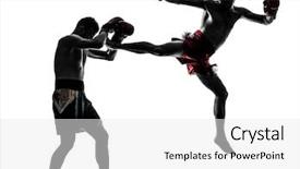  Presentation with thai boxing - Slides featuring caucasian men exercising thai boxing background and a white colored foreground