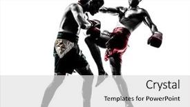  Presentation with thai boxing - Presentation consisting of caucasian men exercising thai boxing background and a light gray colored foreground