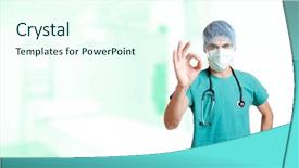  Presentation with xrays - Presentation enhanced with caucasian mid adult male doctor holding up xrays background and a cool aqua colored foreground