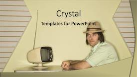  Presentation with old television set - Cool new theme with caucasian mid-adult man wearing backdrop and a lemonade colored foreground