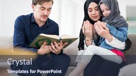  Presentation with muslim family - PPT layouts featuring caucasian-muslim-family background and a navy blue colored foreground