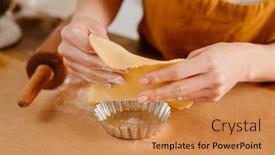  Presentation with pastry chef - Cool new PPT layouts with caucasian-pastry-chef-woman-making backdrop and a coral colored foreground