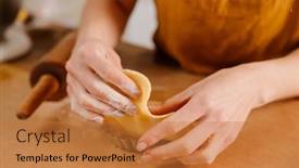  Presentation with pastry chef - Slide deck enhanced with caucasian-pastry-chef-woman-making background and a coral colored foreground