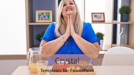  Presentation with praying hands - Presentation enhanced with caucasian-plus-size-woman-eating background and a coral colored foreground
