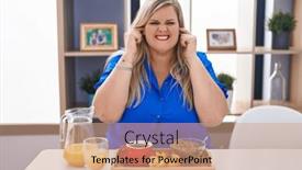  Presentation with noise - PPT theme with caucasian-plus-size-woman-eating background and a coral colored foreground