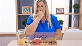  Presentation with home care - Slide set featuring caucasian-plus-size-woman-eating background and a coral colored foreground