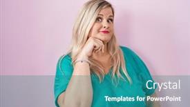  Presentation with question - Slide deck featuring caucasian-plus-size-woman-standing background and a teal colored foreground