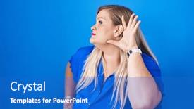  Presentation with hearing - Slide set having caucasian-plus-size-woman-standing background and a cobalt blue colored foreground
