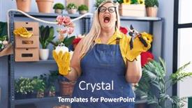  Presentation with plus size fashion model - Slide set having caucasian-plus-size-woman-working background and a ocean colored foreground