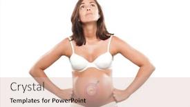  Presentation with female male symbol - Presentation theme featuring caucasian pregnant woman with female male sign symbol drawn on the belly isolated studio on white background background and a lemonade colored foreground